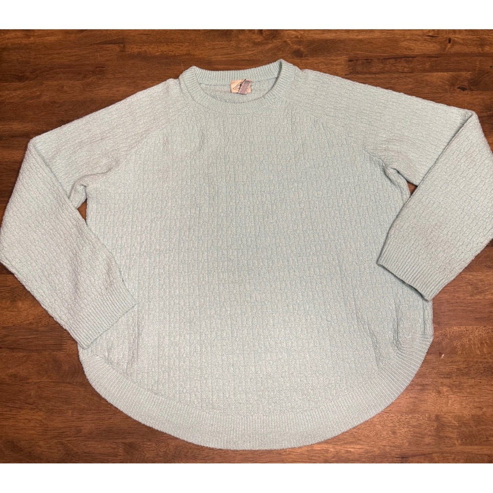 St. John's Bay Pullover Sweater Textured Knit Relaxed Fit Light Blue PXL‎